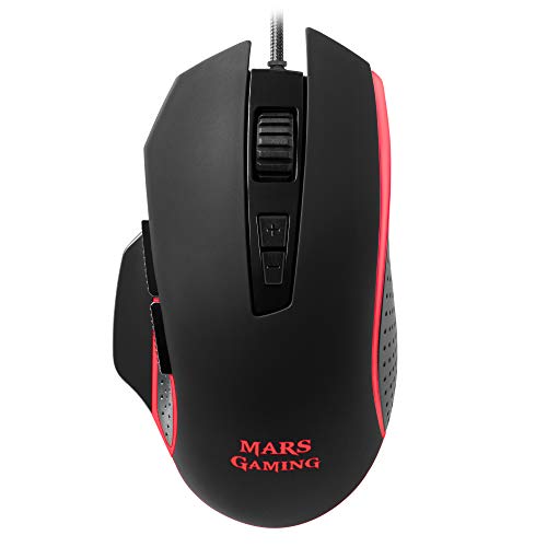 Mars Gaming MM018, PC-Maus mit 4800 DPI, RGB-Atmung, 8 programmierbare Tasten von MARSGAMING