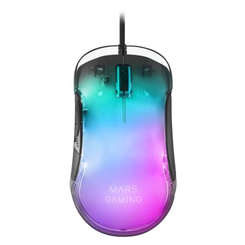 Mars Gaming MMGLOW, RGB Chroma-Glow Gaming-Maus, Spiegeloberfläche, Ultraleicht, 12800 DPI, Schwarz von MARSGAMING