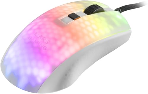 Mars Gaming MMRW Weiß, Maus Gaming RGB Chroma, Transluzent Struktur Ultraleicht 58g, 12800 DPI, Switches Mechanik HUANO von Mars Gaming