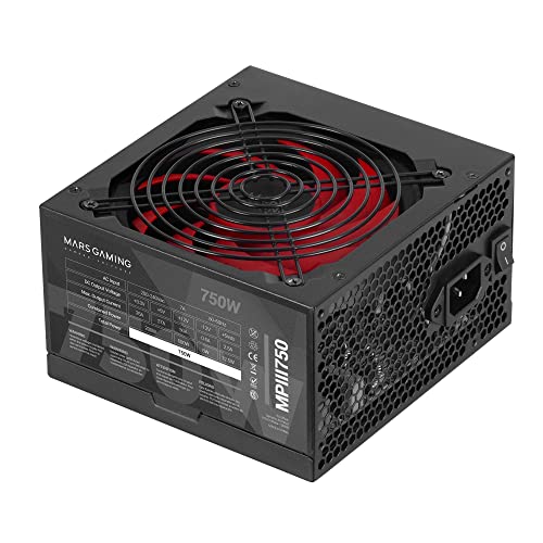 Mars Gaming MPIII750, PC ATX 750W Netzteil, 5 Jahre Garantie, Silent AI-RPM Technologie, 85% Wirkungsgrad, Schwarz von MARSGAMING