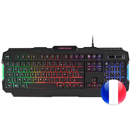 Mars Gaming MRK0FR, Gaming Tastatur, RGB Regenbogen Hintergrundbeleuchtung, Antighosting, Französische Sprache von MARSGAMING