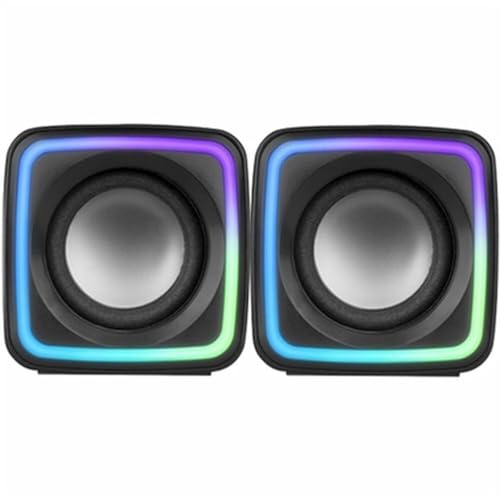 Mars Gaming MSCUBE, Kompakte 8W Gaming-Lautsprecher, Raumklang-DSP-Sound, RGB Active-Flow, Steuerbox, USB + 3,5mm Klinke, Schwarz von Mars Gaming