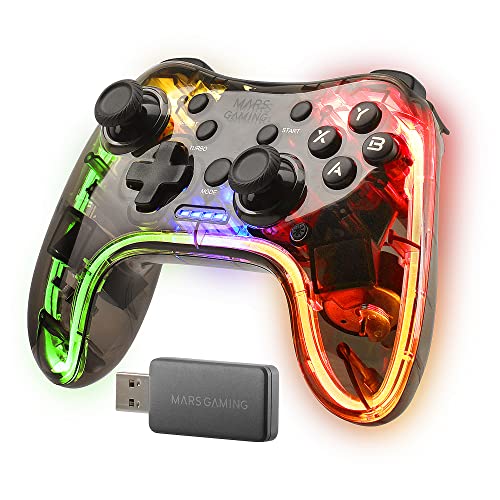 MarsGaming MGP-24, Wireless Controller 2.4GPRO, RGB Neon, Dual Haptic Vibration, Analog Joysticks, Gamepad für PC, PS3, PS4, XBOX360, Raspberry Pi, Mac, Android von MARSGAMING