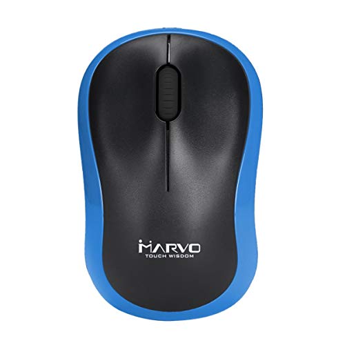 MARVO Office 2.4G Kabellose Maus mit 3 Tasten 3D dpi: 800/1200/1600, 3 Millionen Klicks, 1 x AA-Batterie blau (DWM100BL) von MARVO