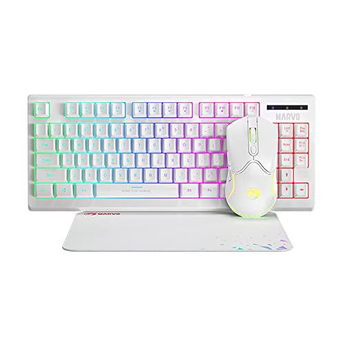 Marvo CM310WH 3-in-1 Gaming-Tastatur, Maus und Mauspad, Weiß von MARVO