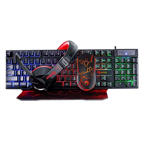 Marvo Scorpion CM409 4-in-1 Gaming-Starter-Set, kabelgebunden, mit Tastatur und Headset und Mauspad Marvo Scorpion CM409 4-in-1 Gaming-Starter-Set, kabelgebunden, mit Tastatur und Headset und Mauspad von MARVO