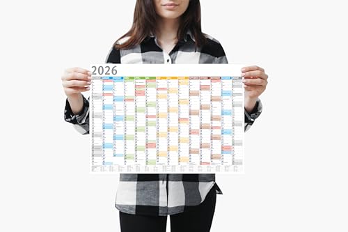3x Din A3 Wandkalender für 2026, 14 Monate, Jahreskalender Monatsübersicht, (42cm x 29,7cm),Planer Termine, bspw. für Büro, Zuhause, Jahresplaner, Monatsplaner, Familienkalender, Kalender gefaltet von MARZEI24
