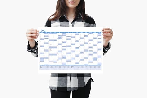 3x Din A3 Wandkalender für 2026, 14 Monate, Jahreskalender Monatsübersicht, (42cm x 29,7cm),Planer Termine, bspw. für Büro, Zuhause, Jahresplaner, Monatsplaner, Familienkalender, Kalender gefaltet von MARZEI24