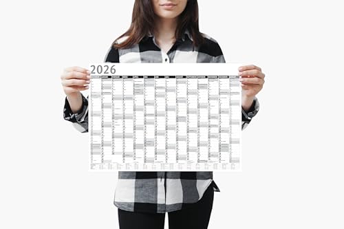 3x Din A3 Wandkalender für 2026, 14 Monate, Jahreskalender Monatsübersicht, (42cm x 29,7cm),Planer Termine, bspw. für Büro, Zuhause, Jahresplaner, Monatsplaner, Familienkalender, Kalender gefaltet von MARZEI24