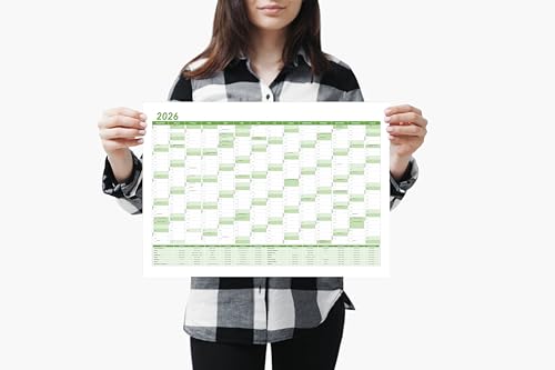 3x Din A3 Wandkalender für 2026, 14 Monate, Jahreskalender Monatsübersicht, (42cm x 29,7cm),Planer Termine, bspw. für Büro, Zuhause, Jahresplaner, Monatsplaner, Familienkalender, Kalender gefaltet von MARZEI24
