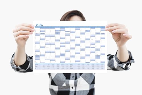 5x Din A4 Wandkalender für 2026, 14 Monate, Jahreskalender Monatsübersicht, (29,7cm x 21cm),Planer Termine, bspw. für Büro, Zuhause,Schule Jahresplaner, Monatsplaner, Familienkalender, Kalender von MARZEI24