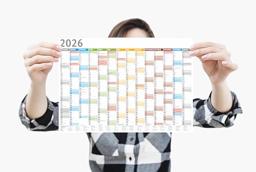 5x Din A4 Wandkalender für 2026, 14 Monate, Jahreskalender Monatsübersicht, (29,7cm x 21cm),Planer Termine, bspw. für Büro, Zuhause,Schule Jahresplaner, Monatsplaner, Familienkalender, Kalender von MARZEI24