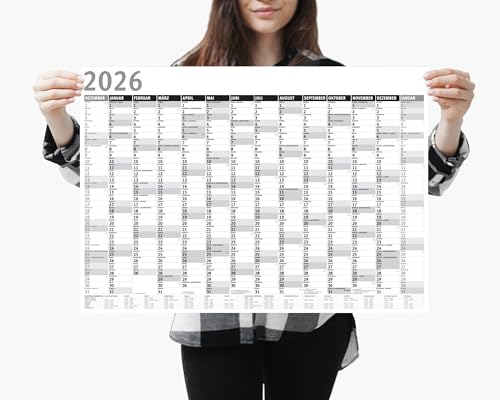 Din A2 Wandkalender für 2026, 14 Monate, Jahreskalender Monatsübersicht, (59,4 cm x 42 cm),Planer Termine, bspw. für Büro, Zuhause, Jahresplaner, Monatsplaner, Familienkalender, Kalender gefaltet von MARZEI24