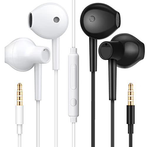 MAS CARNEY 【2 Paar】 WH8 kopfhörer mit Kabel, Semi in Ear ohrhörer mit Kabel, kopfhörer für Laptop, MP3/MP4-Player, ipad, Honor 6X/7X/8X/9/10, Huawei, Samsung Galaxy S6/S7/S8, Redmi Note 8/9 usw Handy von MAS CARNEY