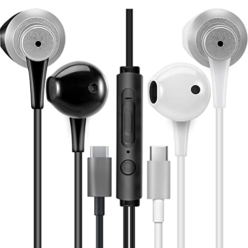 MAS CARNEY [2 Stück TH4 Kabelgebundene Typ-C-Kopfhörer, In-Ear-USB-C-Ohrhörer mit Mikrofon für Samsung S20, Huawei P30, Oppo, Honor, Google Pixel und andere Smartphones mit Typ-C-Schnittstelle von MAS CARNEY