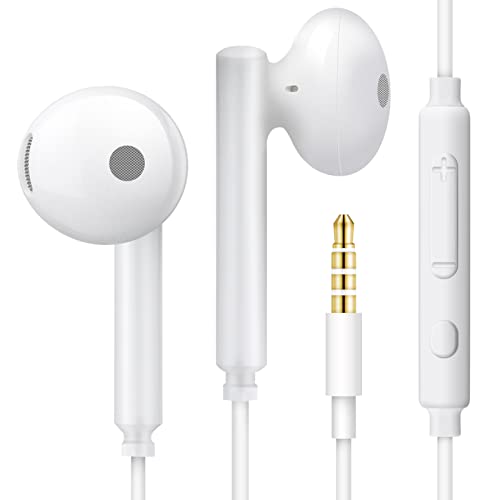 MAS CARNEY WH6 Kopfhörer mit Kabel, Semi In Ear Kopfhörer Kabel, Ohrhörer mit Kabel 3,5, für MP3/MP4, Ipad, Honor 6X/7X/8X/9/10, Huawei, Samsung Galaxy S6/S7/S8, Redmi Note 8/9- Weiß von MAS CARNEY