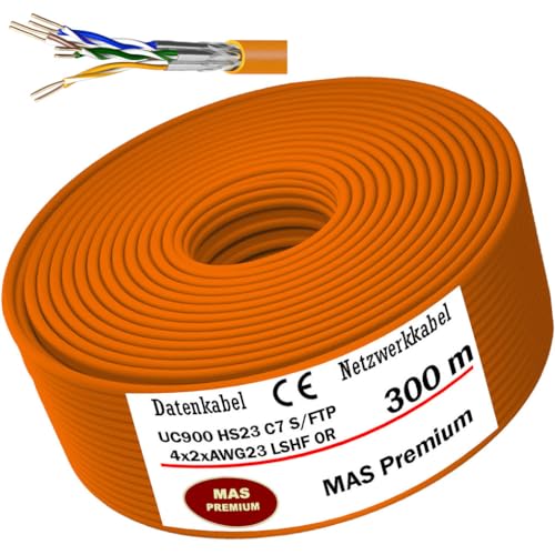 Datenkabel von 10m bis 500m Netzwerkkabel Installationskabel UC900 HS23 CAT 7 4P LSHF ECA S/FTP 4X2XAWG23 Halogenfrei Kommunikationskabel Verlegekabel LAN Kabel (300m) von MAS Premium