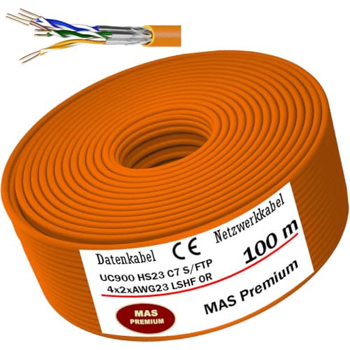 MAS Premium Datenkabel von 10m bis 500m Netzwerkkabel Installationskabel UC900 HS23 CAT 7 4P LSHF ECA S/FTP 4X2XAWG23 Halogenfrei Kommunikationskabel Verlegekabel LAN Kabel (100m) von MAS Premium