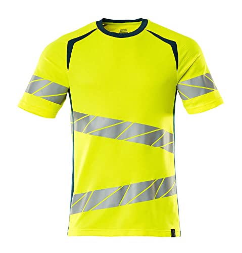 Mascot 19082-771-1744 Accelerate Safe Premium Moderne Passform Zweifarbig Runder Halsausschnitt T-Shirt, Hi-Vis Gelb/Dunkelpetroleum, XL ONE Größe von MASCOT