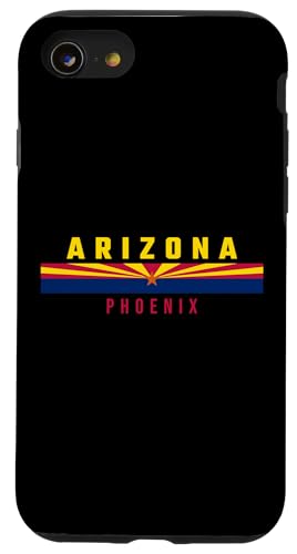 Arizona-Flagge, Text Arizona, Phoenix in Großbuchstaben Hülle für iPhone SE (2020) / 7 / 8 von MASH MOSH