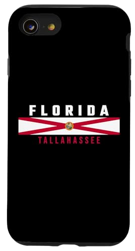 Florida Flagge, Text FLORIDA - TALLAHASSEE in Großbuchstaben Hülle für iPhone SE (2020) / 7 / 8 von MASH MOSH