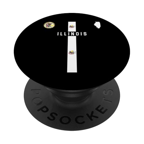 Illinois Flagge, Silhouette Karte von Illinois, Staatssiegel PopSockets Klebender PopGrip von MASH MOSH