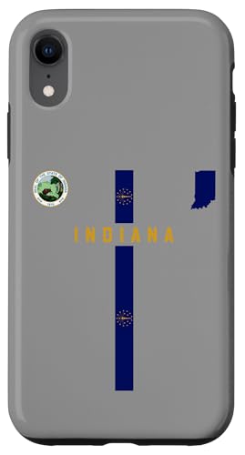 Indiana-Flagge, Silhouettenkarte von Indiana, Staatssiegel Hülle für iPhone XR Indiana-Flagge, Silhouettenkarte von Indiana, Staatssiegel Hülle für iPhone XR von MASH MOSH