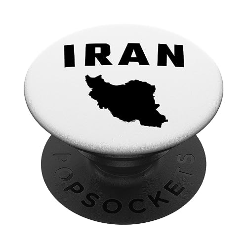 Isolierte schwarze Silhouette einer Karte des Iran PopSockets mit austauschbarem PopGrip von MASH MOSH