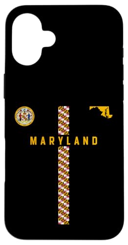 Maryland-Flagge, Silhouettenkarte von Maryland, Staatssiegel Hülle für iPhone 16 Plus Maryland-Flagge, Silhouettenkarte von Maryland, Staatssiegel Hülle für iPhone 16 Plus von MASH MOSH