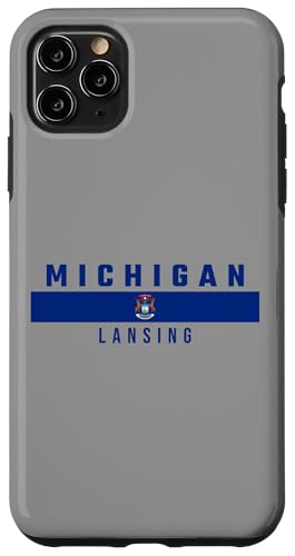 Michigan Flagge, Text MICHIGAN - LANSING in Großbuchstaben Hülle für iPhone 11 Pro Max von MASH MOSH