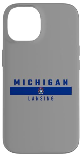 Michigan Flagge, Text MICHIGAN - LANSING in Großbuchstaben Hülle für iPhone 14 von MASH MOSH
