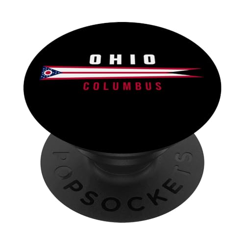 Ohio Flagge mit Text OHIO - COLUMBUS in Großbuchstaben PopSockets Klebender PopGrip Ohio Flagge mit Text OHIO - COLUMBUS in Großbuchstaben PopSockets Klebender PopGrip von MASH MOSH