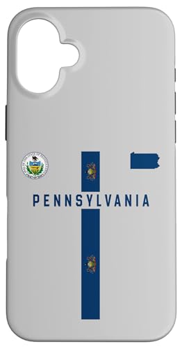 Pennsylvania-Flagge, Pennsylvania-Silhouette-Karte, Staatssiegel Hülle für iPhone 16 Plus Pennsylvania-Flagge, Pennsylvania-Silhouette-Karte, Staatssiegel Hülle für iPhone 16 Plus von MASH MOSH