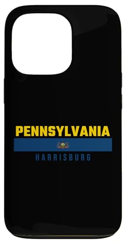 Pennsylvania Flagge mit Text PENNSYLVANIA - HARRISBURG Hülle für iPhone 13 Pro von MASH MOSH