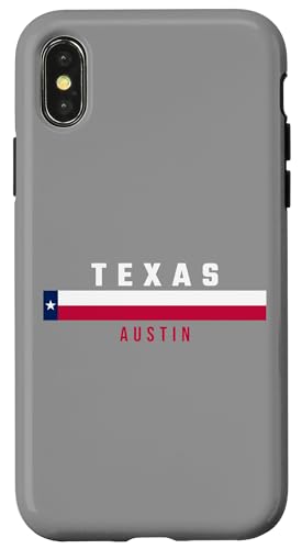 Texas Flagge mit Text Texas - AUSTIN in Großbuchstaben Hülle für iPhone X/XS von MASH MOSH