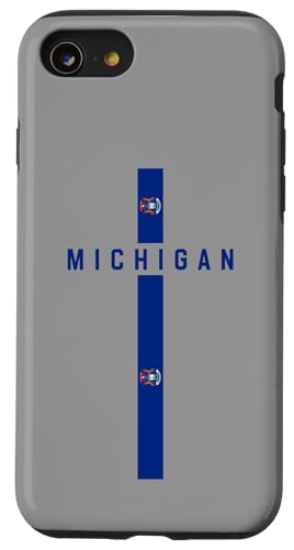 Vertikale Michigan-Flagge, Text "Michigan" in Großbuchstaben Hülle für iPhone SE (2020) / 7 / 8 von MASH MOSH