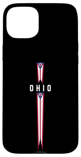 Vertikale Ohio-Flagge mit Text "OHIO" in Großbuchstaben Hülle für iPhone 15 Plus von MASH MOSH