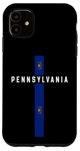 Vertikale Pennsylvania-Flagge, Text "Pennsylvania" in Weiß Hülle für iPhone 11 von MASH MOSH