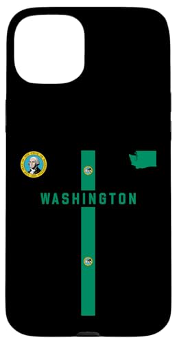 Washington Flagge, Silhouette Karte von Washington, Staatssiegel Hülle für iPhone 15 Plus Washington Flagge, Silhouette Karte von Washington, Staatssiegel Hülle für iPhone 15 Plus von MASH MOSH