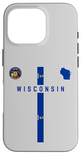 Wisconsin-Flagge, Silhouettenkarte von Wisconsin, Staatssiegel Hülle für iPhone 16 Pro von MASH MOSH