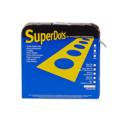 1000 SuperDots Silikonklebepunkte transparent Ø 9 mm "XS" Easy Tak sehr leicht ablösbar Klebedots im Spender 88011 von MASHPAPER