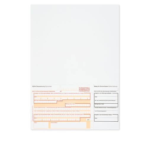 Überweisungsträger Überweisungsformular SEPA Zahlschein A4 unten links ohne "DE" wählbar in verschiedenen Mengen 732115 (100) von MASHPAPER