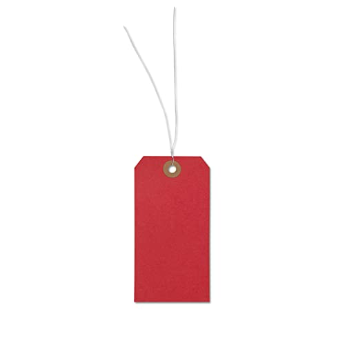 Warenanhänger aus Karton mit Draht l weiß oder farbig l Format: 63 x 125mm l Stückwarenanhänger, Hängeetiketten, Anhängeetiketten (Rot) von MASHPAPER