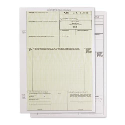 mashpaper A.TR. ATR Warenverkehrsbescheinigung Formular für Laserdrucker Menge wählbar 10, 50 oder 100 Stück mashpaper A.TR. ATR Warenverkehrsbescheinigung Formular für Laserdrucker Menge wählbar 10, 50 oder 100 Stück von MASHPAPER