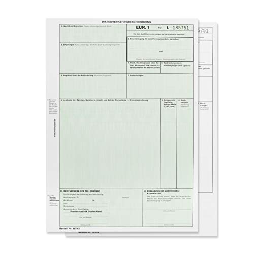 mashpaper EUR.1 Warenverkehrsbescheinigung EUR1 Präferenznachweis für Laserdrucker Menge wählbar 10, 50 oder 100 Stück von MASHPAPER