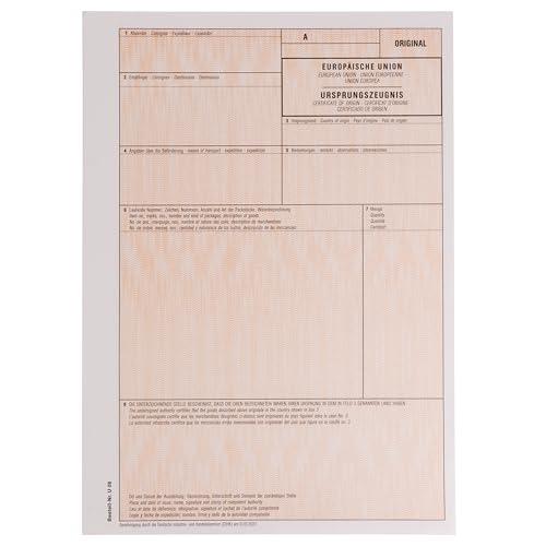 MASHPAPER Elektronisches Ursprungszeugnis IHK Formular Vordruck 1-fach ohne Lfd-Nr für Laser- und Inkjetdrucker 100 Stück von MASHPAPER