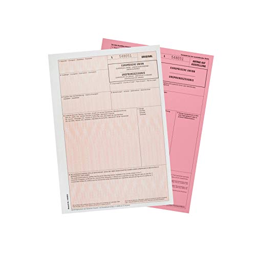 mashpaper Ursprungszeugnis Formular Vordruck 50 Stück für Laserdrucker 821521 - Menge wählbar von MASHPAPER