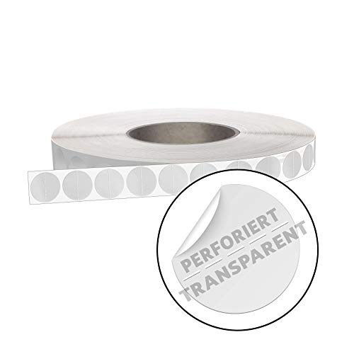mashpaper Verschlussetiketten transparent rund 20 mm quer perforiert permanent Klebepunkte Verschlußetiketten 402020 von MASHPAPER
