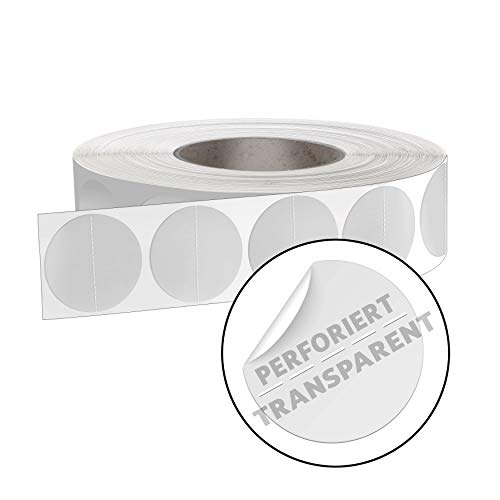 mashpaper Verschlussetiketten transparent rund 40 mm quer perforiert permanent Klebepunkte Verschlußetiketten 402040 von MASHPAPER