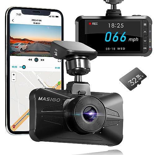 MASIGO A330 Dashcam Auto, Full 2.5K 1600P 60fps HD Autokamera mit WiFi und GPS, Starvis Nachtsicht, 140° Weitwinkel, Loop-Aufnahme, HDR, G-Sensor, Parküberwachung, unterstützt bis zu 512GB von MASIGO